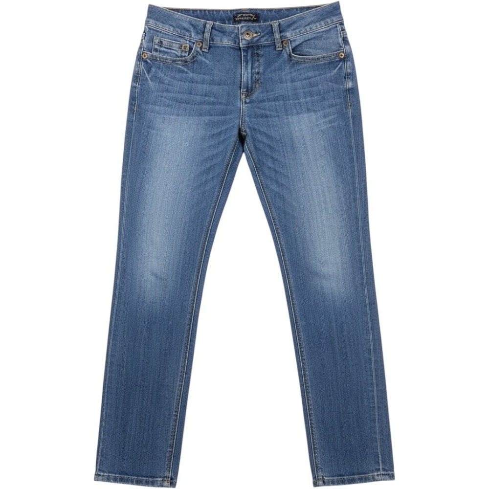 Seven7 Jeans Womens 29 Straight Leg Blue Stretch Denim Embroidered Pockets